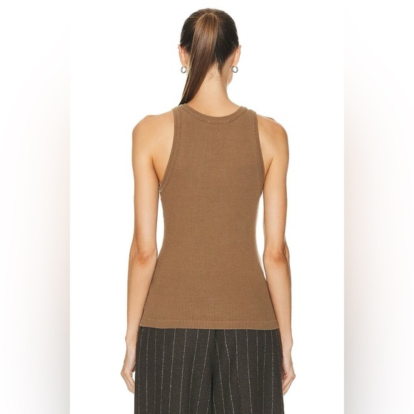 Agolde Bailey Ribbed Tank Top in Mouse Brown - Picture 2 of 12